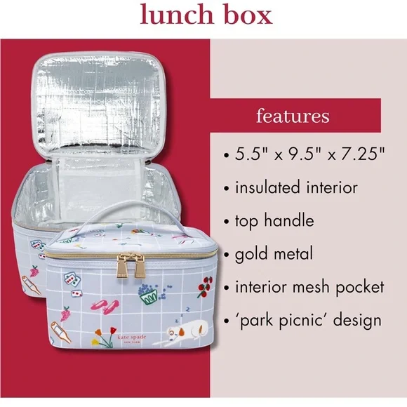 Kate Spade Light Blue Park Picnic Insulated Lunch Bag NWT - Picture 5 of 9